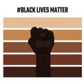 African American arm gesture on a palette of skin shades background. Black lives matter