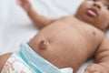 African american baby belly button at bedroom Royalty Free Stock Photo