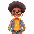 Nancy: A Cartoon Character With Afro Fade Cut And Ankara Print