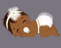 African American Baby Girl in White Ruffled Diaper Royalty Free Stock Photo
