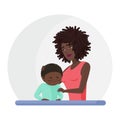 African american black mother supporting crying little son flat vector illustration. Mental disorder, psychotherapy