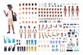 African American boy constructor or DIY kit. Collection of child or teen body parts, facial expressions, clothing