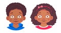 African american boy and girl icon. Portrait of african boy and girl vector illustrations