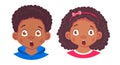 African american boy and girl icon. Portrait of african boy and girl vector illustrations