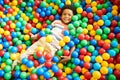 African-American Boy Playing in Ballpit Royalty Free Stock Photo