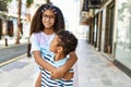 African american brother and sister smiling happy outdoors Royalty Free Stock Photo