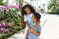 African american brother and sister smiling happy outdoors Royalty Free Stock Photo