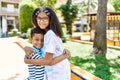 African american brother and sister smiling happy outdoors Royalty Free Stock Photo