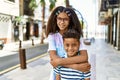 African american brother and sister smiling happy outdoors Royalty Free Stock Photo