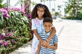 African american brother and sister smiling happy outdoors Royalty Free Stock Photo