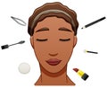 African american woman with make up tools Royalty Free Stock Photo