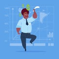 African American Business Man With Dollar Sign Over Finance Chart Graph Background Money Success Concept