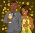 African american business man and elegant woman celebrate with wine glasses in their hands Royalty Free Stock Photo