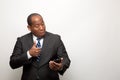 African American Business Man Giving Thumb Up Via Phone Royalty Free Stock Photo