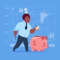 African American Business Man Put Coin Piggy Bank Money Investment Concept Royalty Free Stock Photo