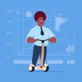 African American Business Man Ride Electric Scooter Modern Eco Transport