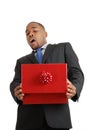 African american business man surprised by gift Royalty Free Stock Photo