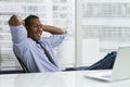 African-American business man taking a break, horizontal