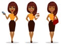 African American business woman cartoon character Royalty Free Stock Photo