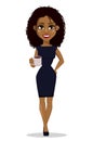 African American business woman cartoon character. Young beautiful businesswoman in smart casual clothes Royalty Free Stock Photo