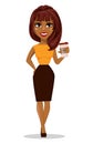 African American business woman cartoon character Royalty Free Stock Photo