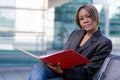 African american business woman with folder Royalty Free Stock Photo