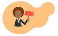 African american business woman holding blank sign board. flat vector illustration with copyspace. Royalty Free Stock Photo