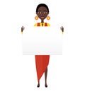 African American business woman holding sign or banner isolated Royalty Free Stock Photo