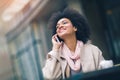 African american business woman talking on a cell phone Royalty Free Stock Photo