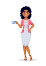 African American business womanAfrican American business woman having a coffee break Royalty Free Stock Photo