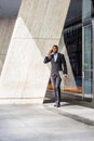 African American businessman with beard talking on cell phone, traveling, working in New York Royalty Free Stock Photo