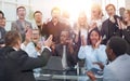 African American Businessman Boss With Group Of Business People In Creative Office, Successful Mix Race Man Leading Royalty Free Stock Photo