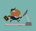 African American Businessman Cartoon Character With Briefcase Running On A Treadmill Royalty Free Stock Photo