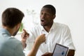 African-american businessman disagreeing debating during negotia
