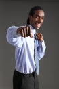 African American businessman fighting success Royalty Free Stock Photo