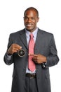 African American Businessman Holding Compass