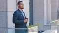 African American businessman pensive relaxed thoughtful entrepreneur office worker manager man guy male employer