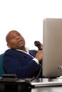 African American Businessman Takes A Break From Phone Royalty Free Stock Photo