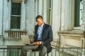 Young African American businessman working in New York City Royalty Free Stock Photo