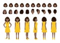 African American Businesswoman cartoon character head set and animation design. Front, side, back, 3-4 view Royalty Free Stock Photo