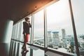 African-American businesswoman near the window