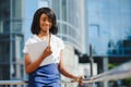 African American businesswoman portrait, waist up Royalty Free Stock Photo