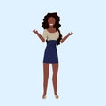 African american businesswoman standing pose happy lady female cartoon character full length blue background flat