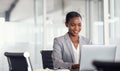 African american businesswoman working on laptop in office Royalty Free Stock Photo