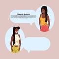 African american businesswomen chat bubble communication concept speech dialog female cartoon character portrait copy