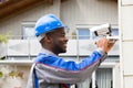 African American CCTV Security Technician Professional Royalty Free Stock Photo