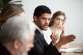 African american ceo talking giving instructions at diverse team Royalty Free Stock Photo