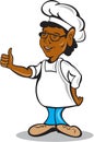 African American Chef Cook Thumbs Up Cartoon