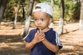 African American child boy in park on nature at summer Royalty Free Stock Photo