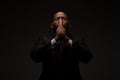 African American Christian Man Praying and Seeking Guidance from God Royalty Free Stock Photo